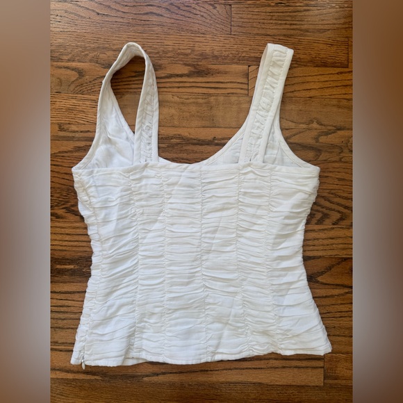Reformation Archer Ruched White Tank Top like new size 4 - Picture 5 of 9